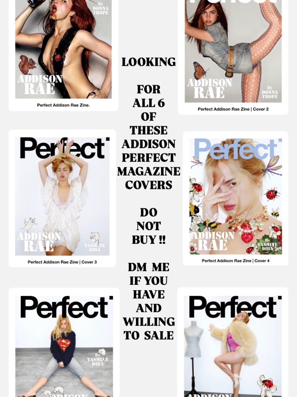 Addison Rae Perfect Magazine Covers #1-6 - Looking For NOT FOR SALE